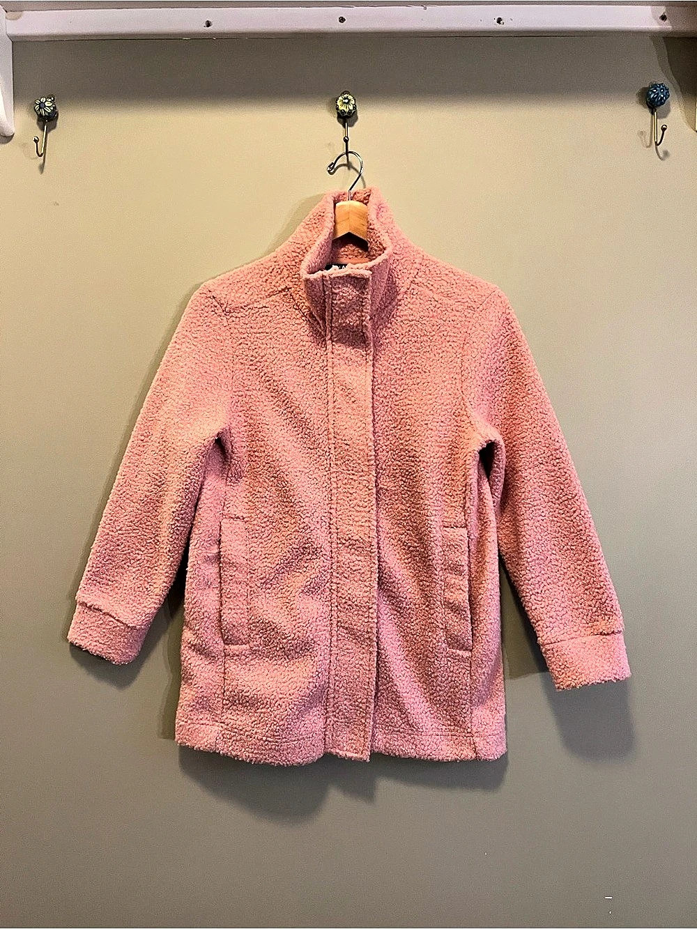 Lands' End Teddy Fleece Jacket Pink XS